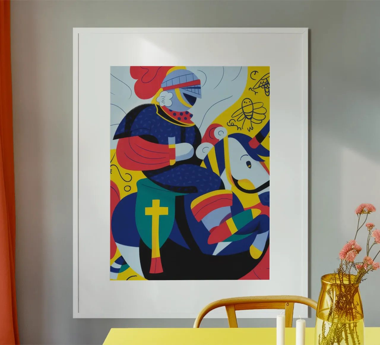 La fantasia del cavaliere poster con telaio in plastica da Monarco Virtuoso