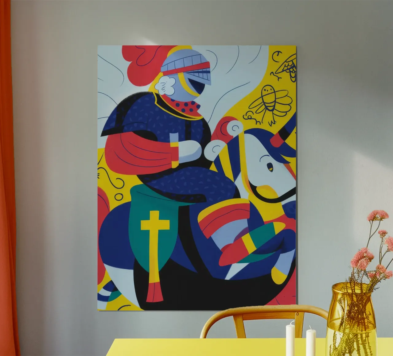 La fantasia del cavaliere poster con telaio in plastica da Monarco Virtuoso