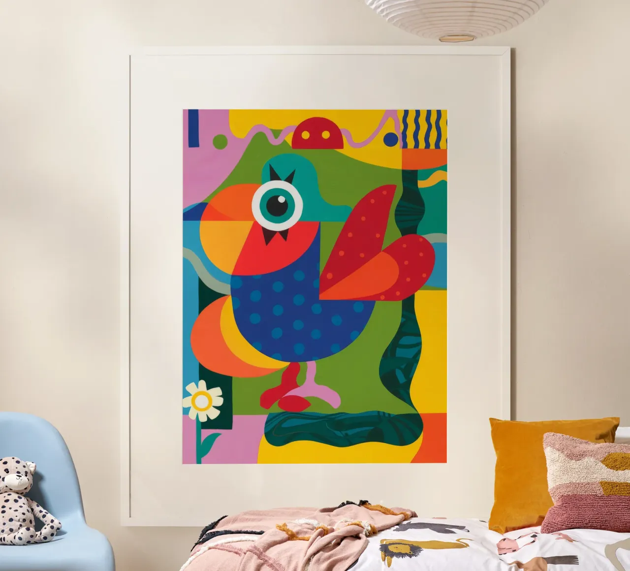 Voliera geometrica poster con telaio in legno da Monarco Virtuoso