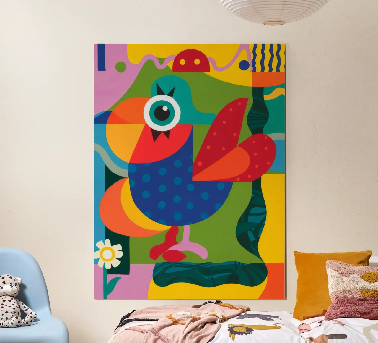 Voliera geometrica poster con telaio in legno da Monarco Virtuoso
