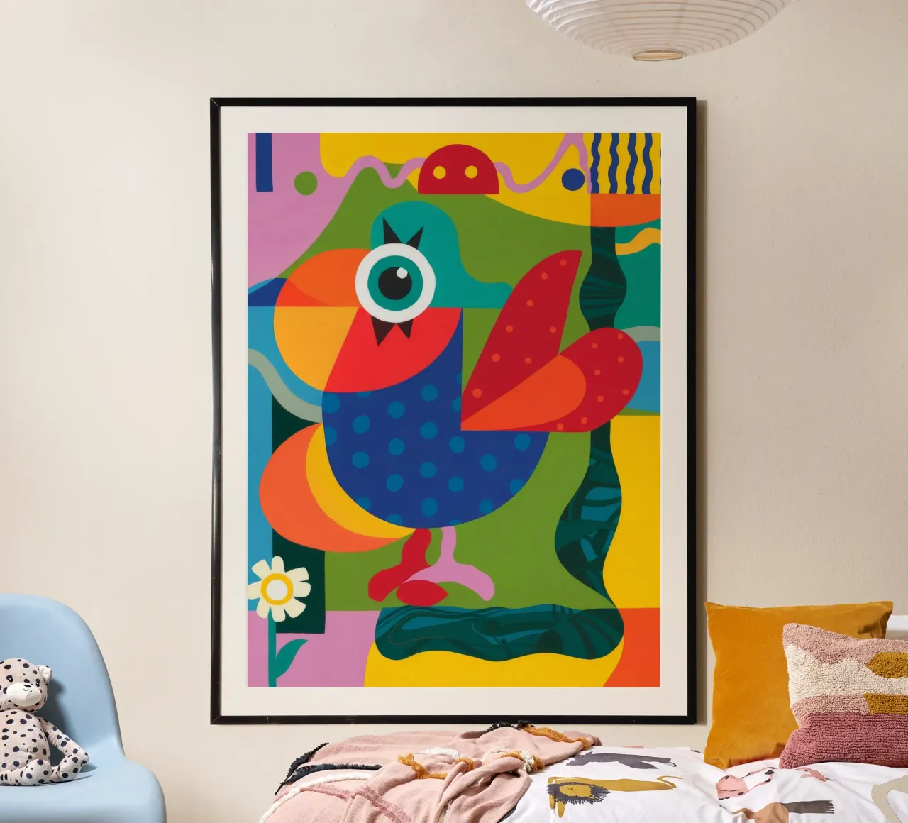 Voliera geometrica poster con telaio in legno da Monarco Virtuoso