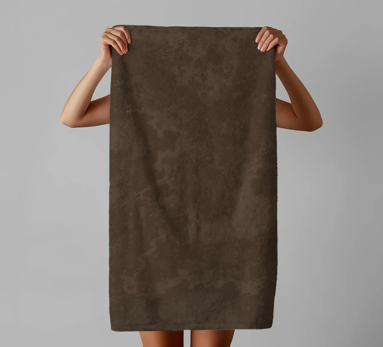 Chocolate Brown Concrete Texture towel by amini54