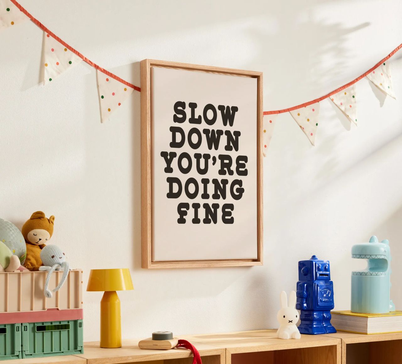 Slow down you're doing fine canvas by WORD & WONDER