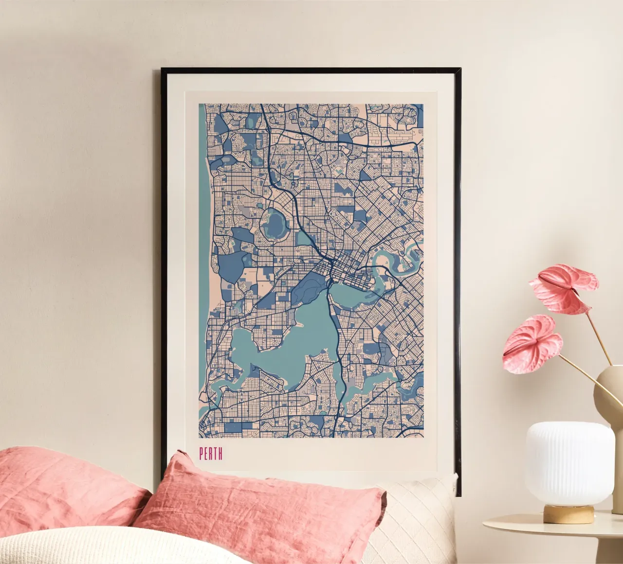 Perth - eleganza sul fiume Swan poster con telaio in plastica da MOOODZART