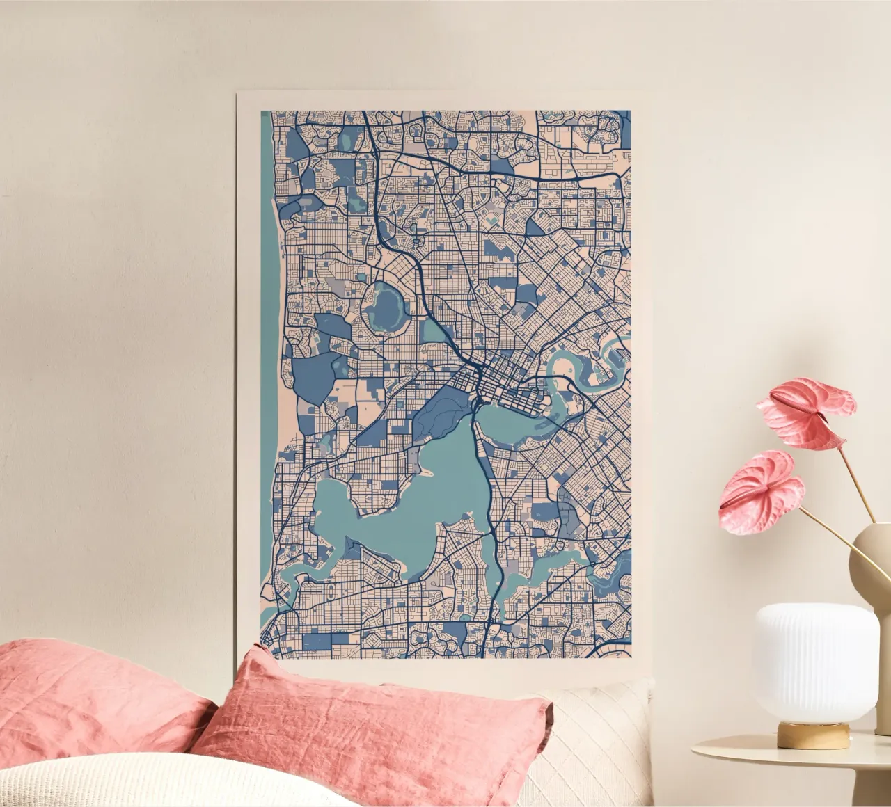 Perth - eleganza sul fiume Swan poster con telaio in plastica da MOOODZART