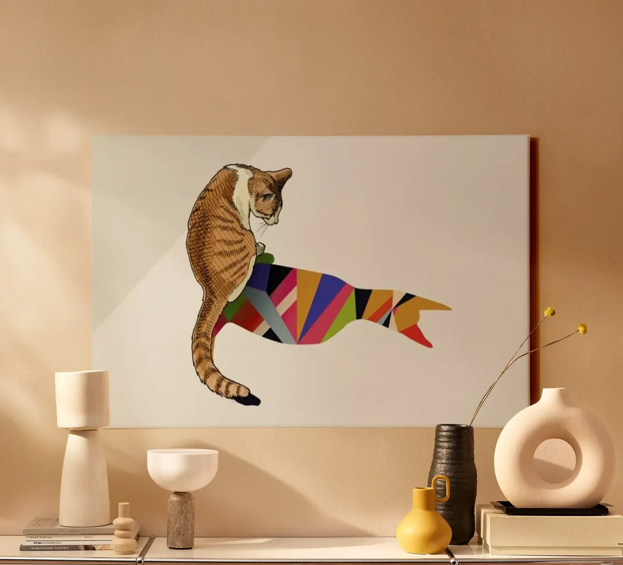 Walking Shadow - Cat 2 canvas met Baklijst van Jason Ratliff