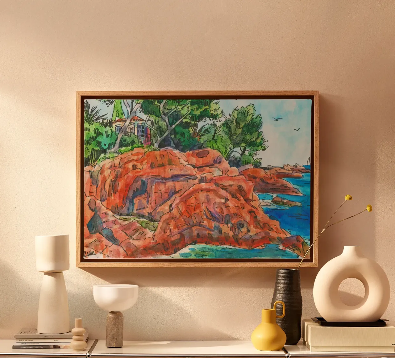 The coast at Saint Raphael tela con Cornice a cassetta da C.WILL
