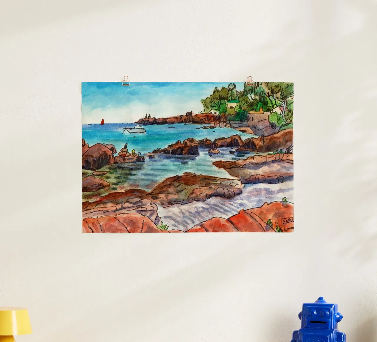 Spiaggia Peguiere a Saint Raphael carta hahnemühle da C.WILL