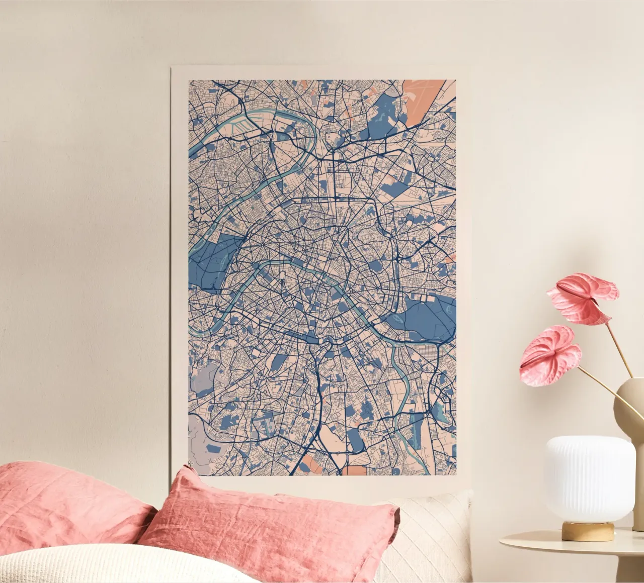 Parigi - La città dell'amore poster con telaio in legno da MOOODZART