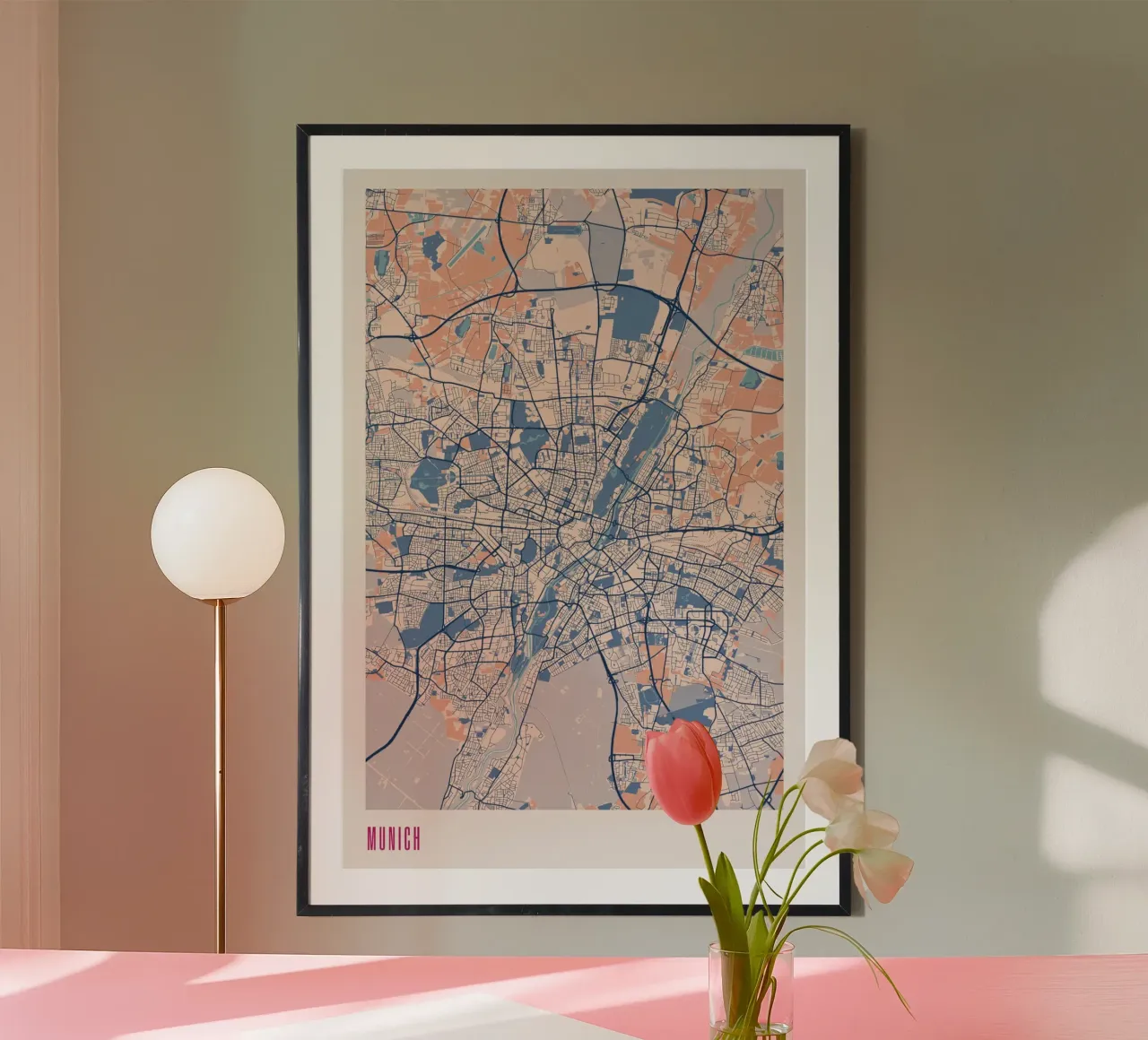 Eleganza bavarese - Monaco di Baviera poster con telaio in legno da MOOODZART