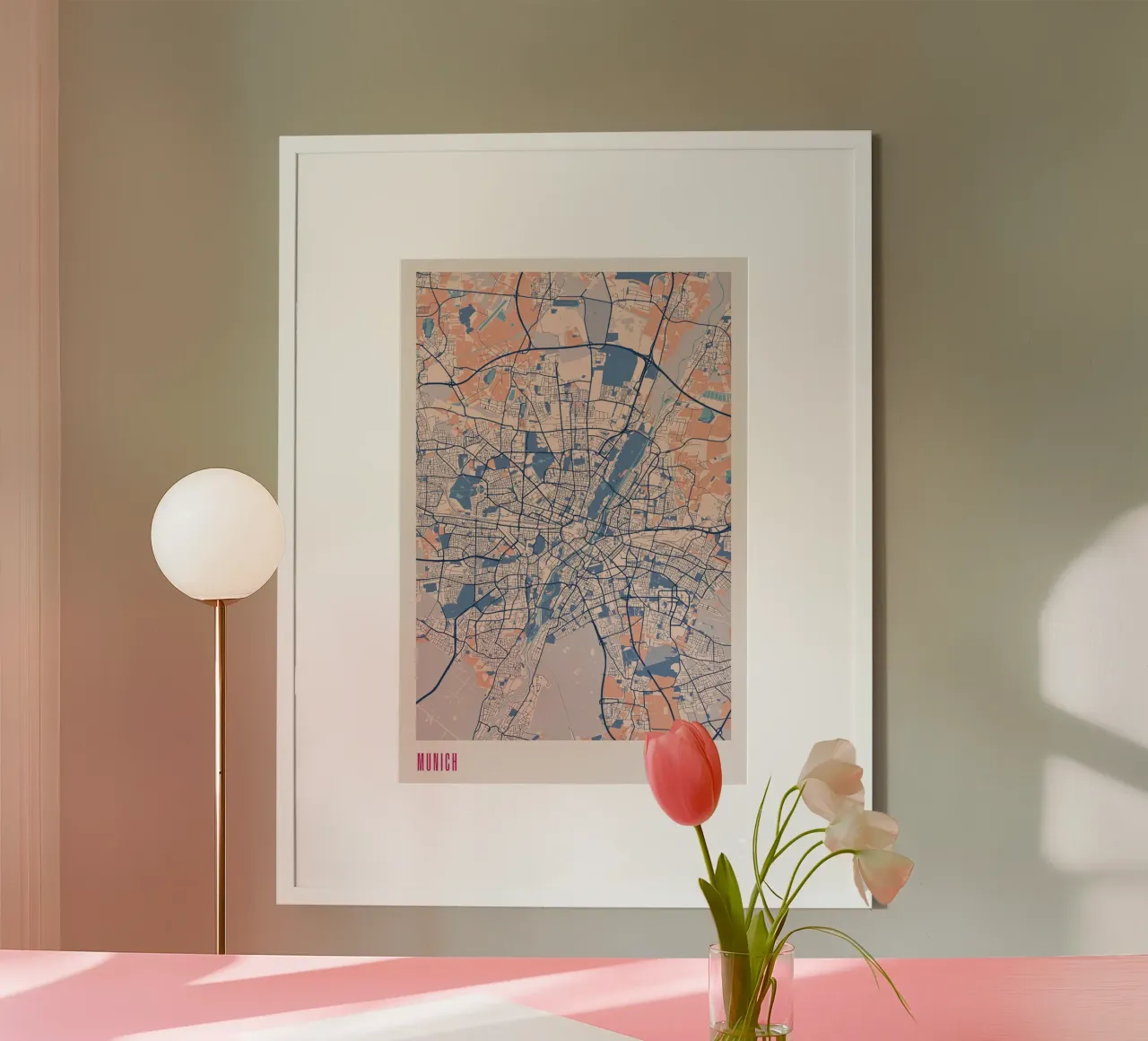 Eleganza bavarese - Monaco di Baviera poster con telaio in legno da MOOODZART