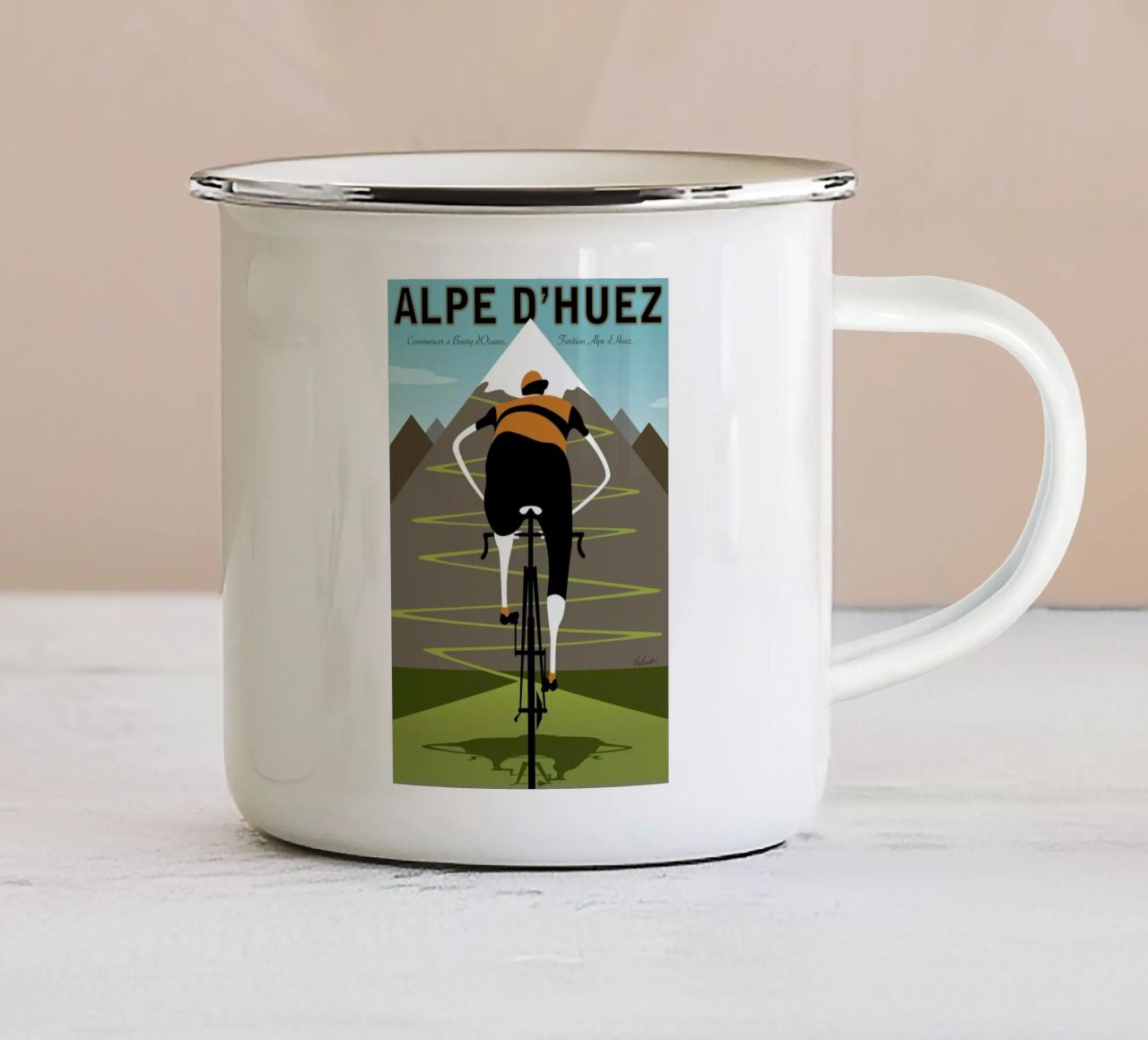 Alpe d'Huez tazza in smalto da Michael Valenti