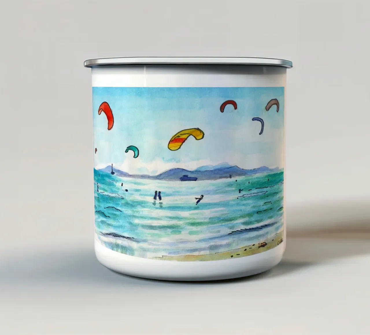 Kite surf emaille mok van C.WILL