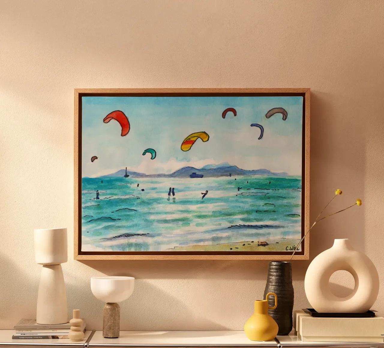 Kite surf canvas met Baklijst van C.WILL
