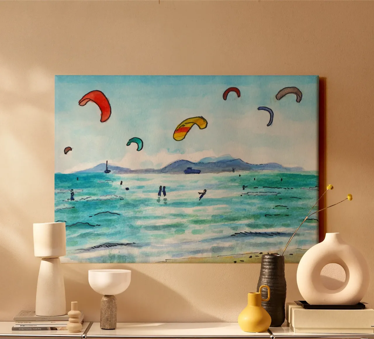 Kite surf canvas met Baklijst van C.WILL