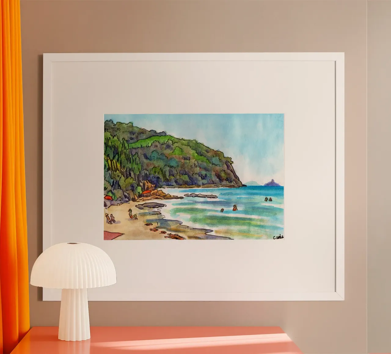 Spiaggia in Italia, Cala Violina poster con telaio in plastica da C.WILL