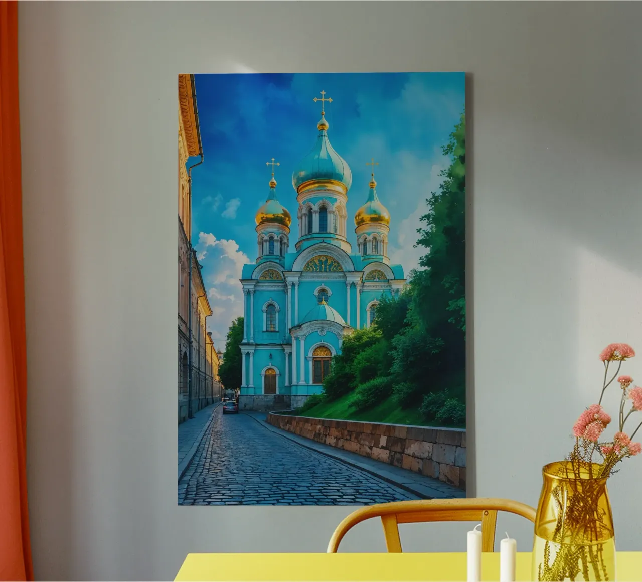 Golden Domes in a Tranquil Urban Oasis tela con Cornice a cassetta da AlbertKlee