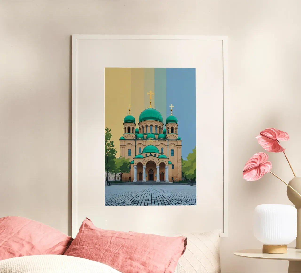 St. Sophia of Kyiv Minimalist Art poster con telaio in plastica da AlbertKlee