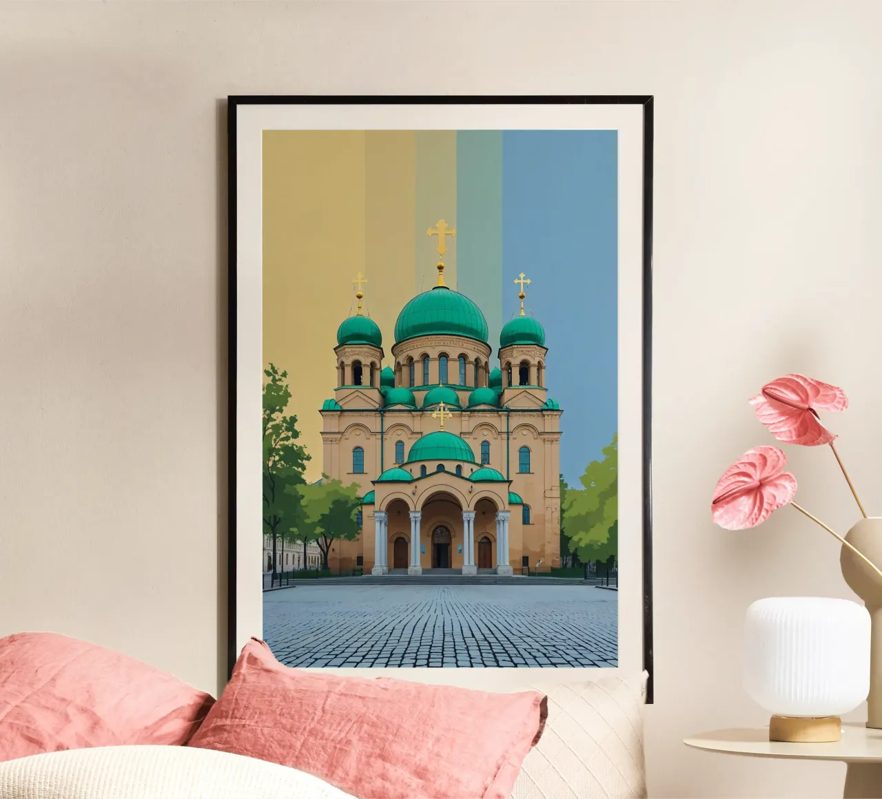 St. Sophia of Kyiv Minimalist Art poster con telaio in plastica da AlbertKlee