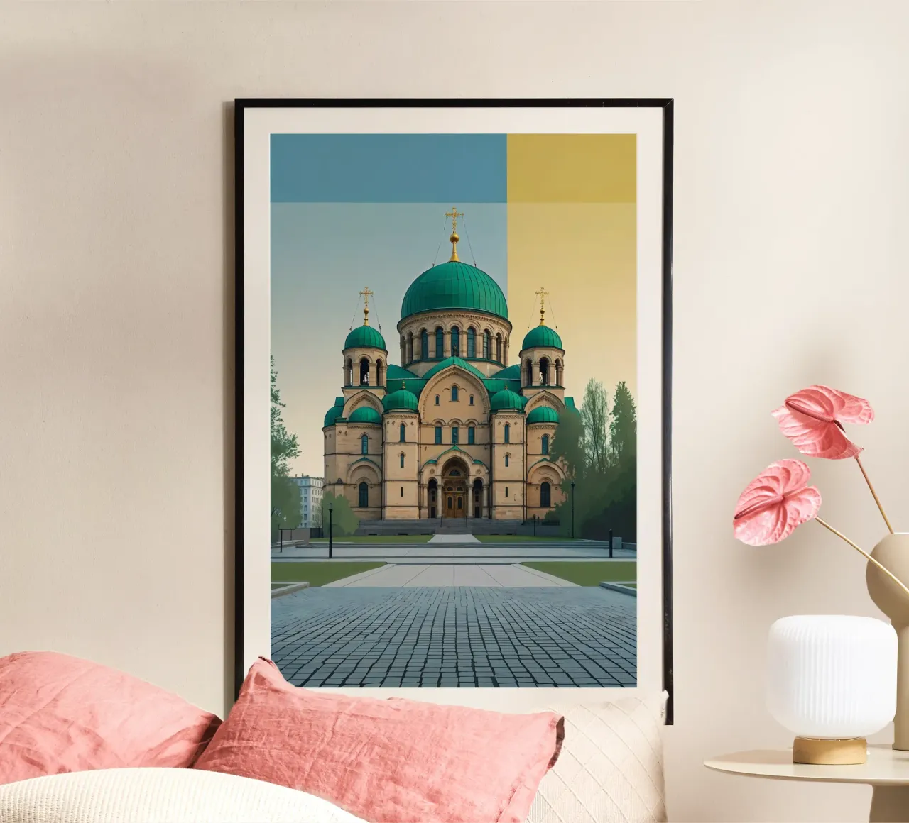 Minimalist Tribute to St. Sophia poster con telaio in alluminio da AlbertKlee