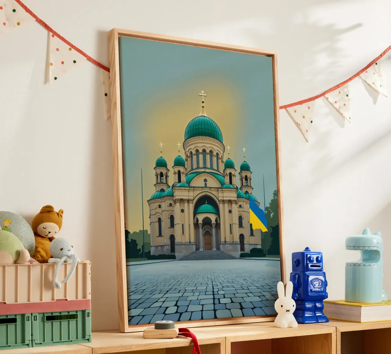 St. Sophia with Ukrainian Flag tela con Cornice a cassetta da AlbertKlee