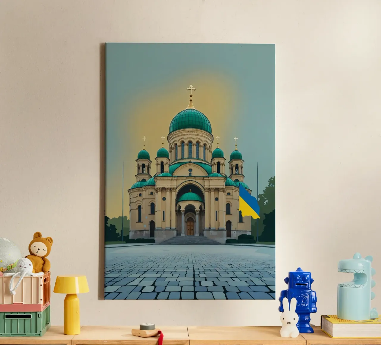 St. Sophia with Ukrainian Flag tela con Cornice a cassetta da AlbertKlee