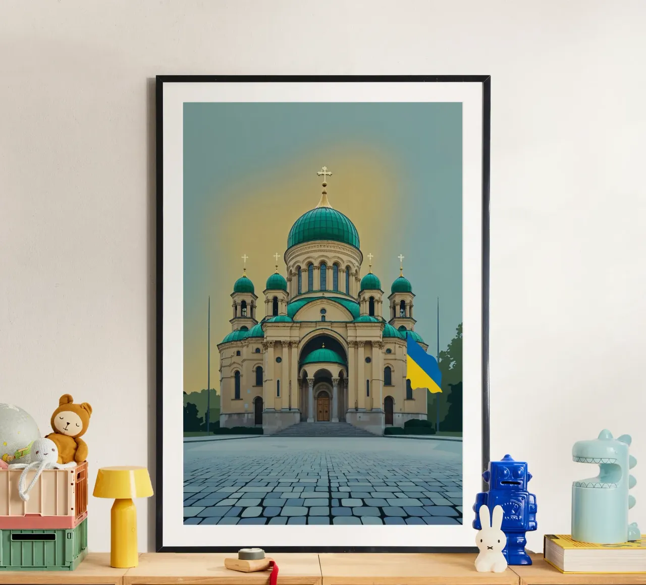 St. Sophia with Ukrainian Flag poster da AlbertKlee