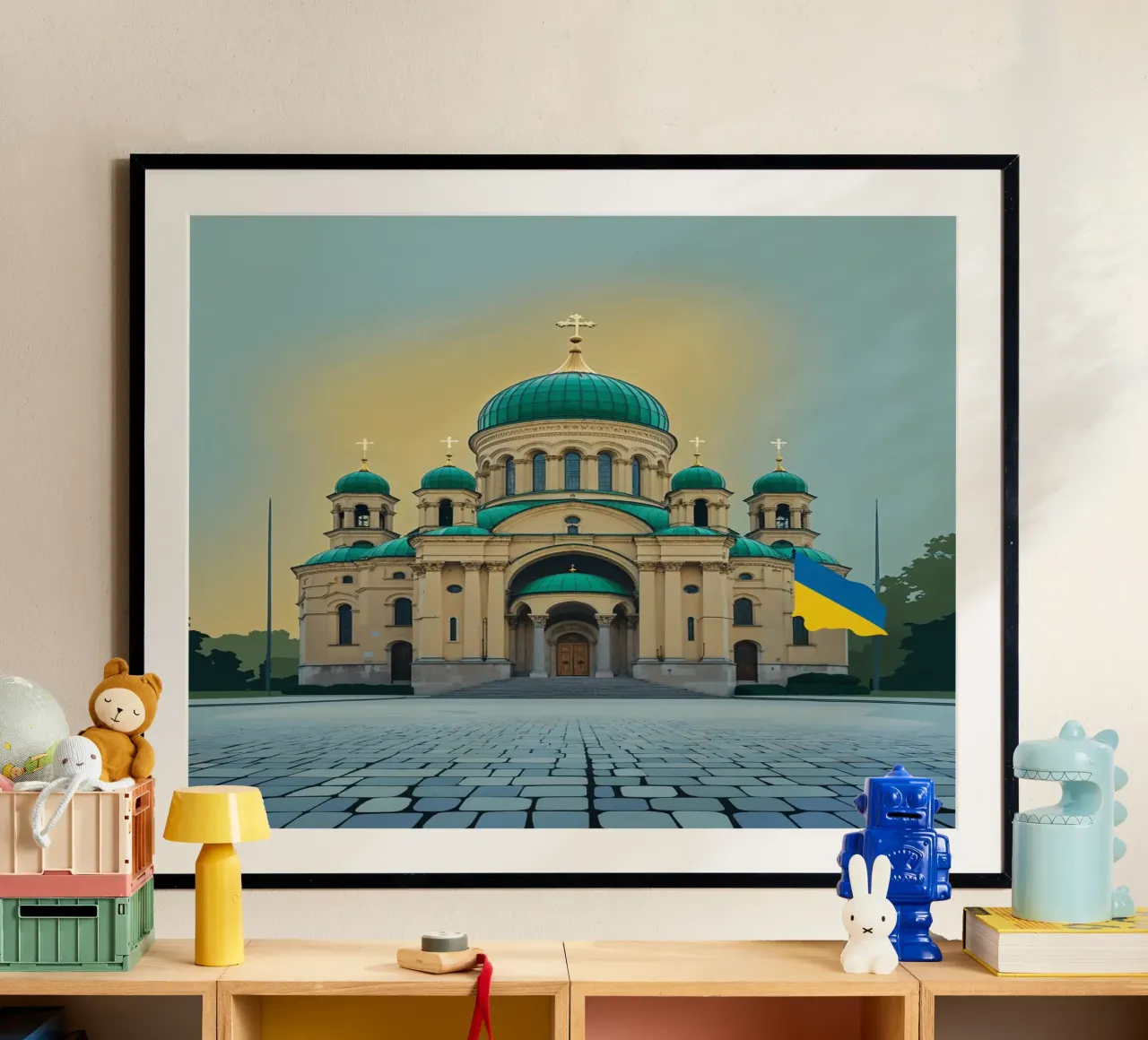 St. Sophia with Ukrainian Flag poster da AlbertKlee