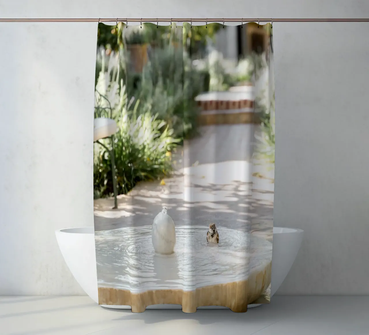 Feathers and Droplets shower curtain by Henrike Schenk Photography