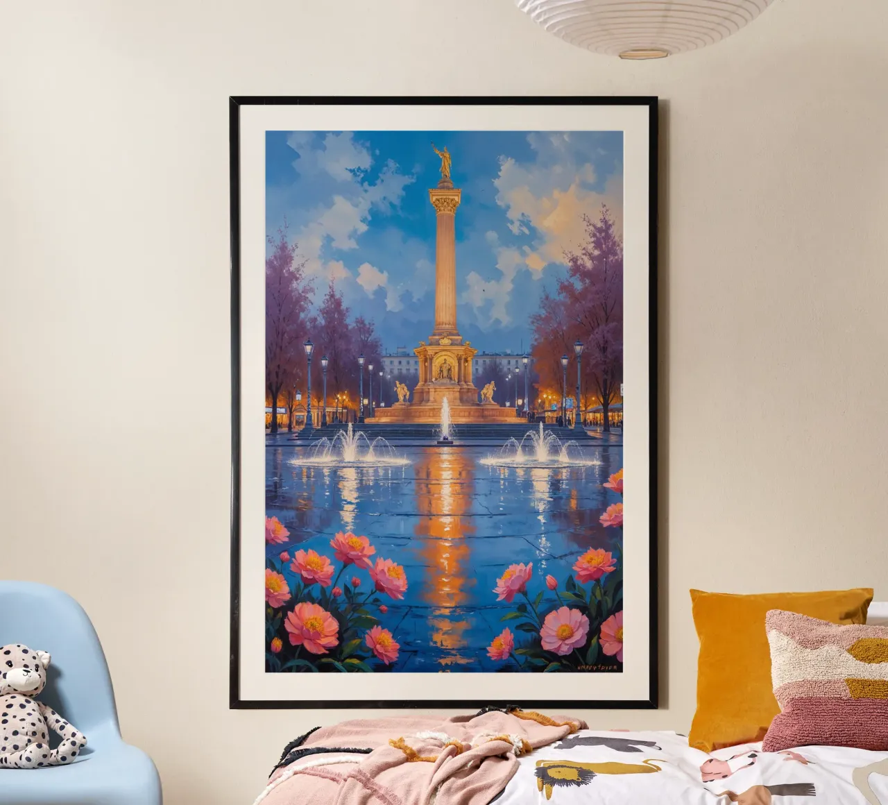 Radiant Evening at Independence Square poster con telaio in legno da AlbertKlee