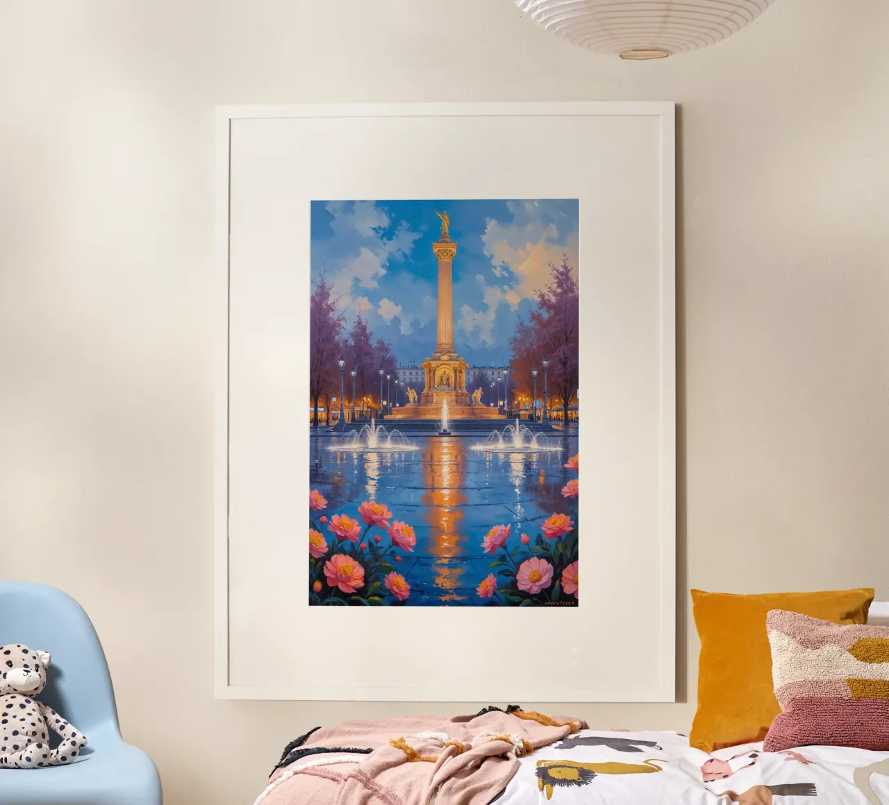 Radiant Evening at Independence Square poster con telaio in legno da AlbertKlee