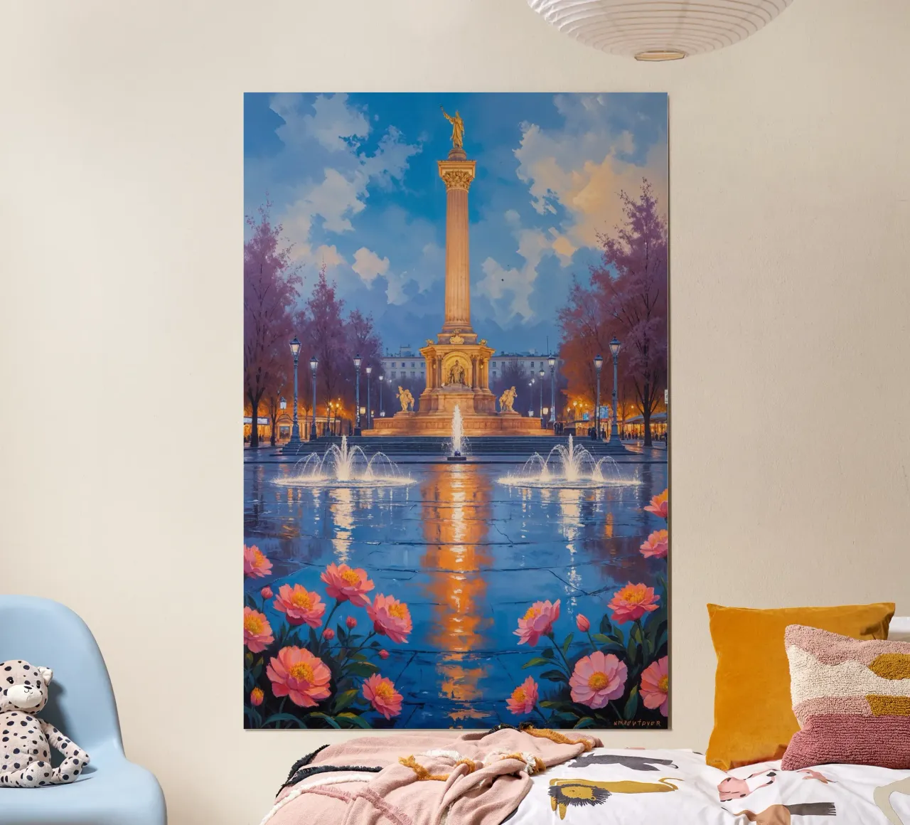 Radiant Evening at Independence Square poster con telaio in legno da AlbertKlee