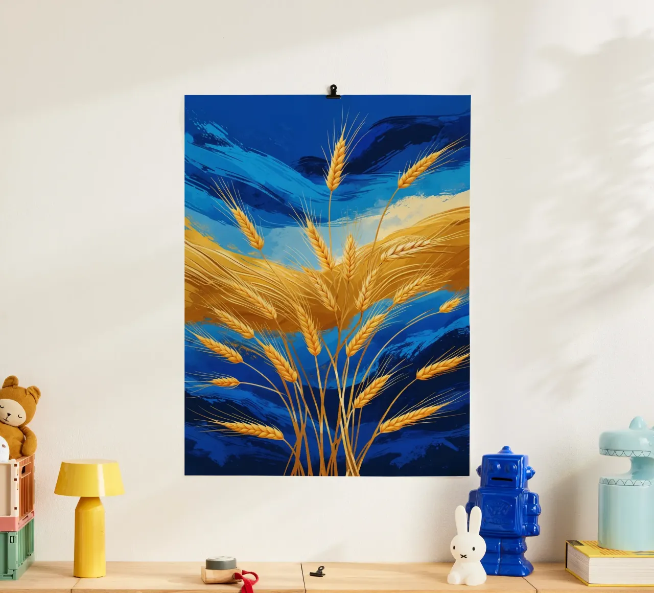 Golden Wheat in Flowing Blue and Yellow Tones carta hahnemühle da AlbertKlee