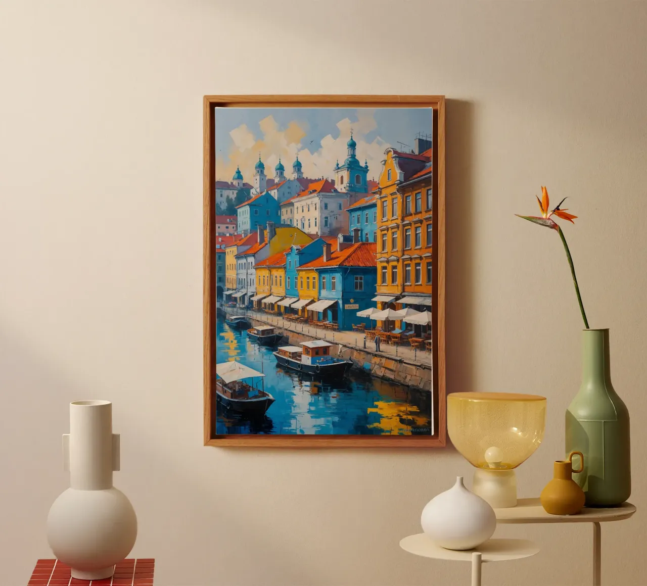 Sunlit Afternoon in Podil canvas met Baklijst van AlbertKlee