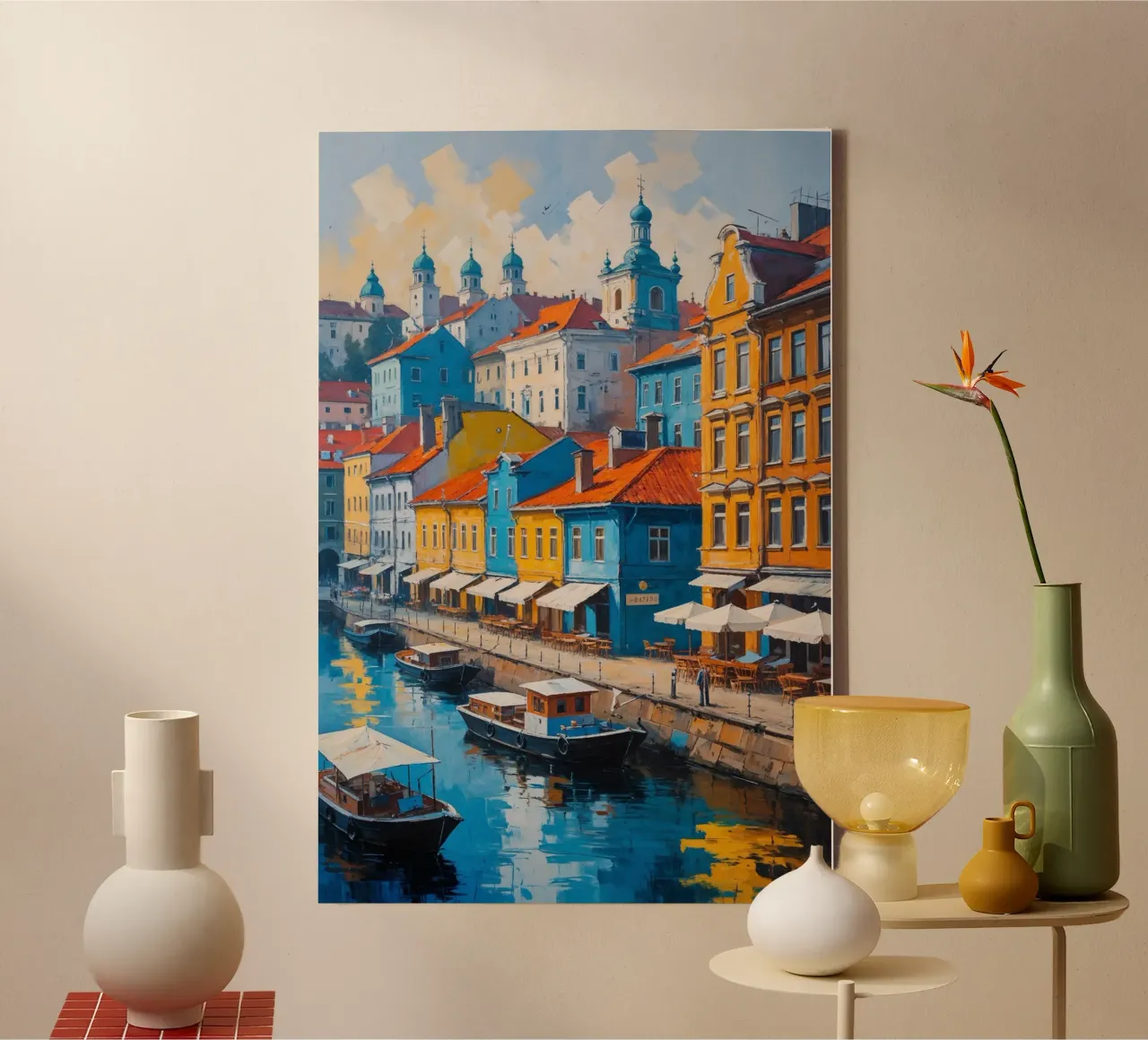 Sunlit Afternoon in Podil canvas met Baklijst van AlbertKlee