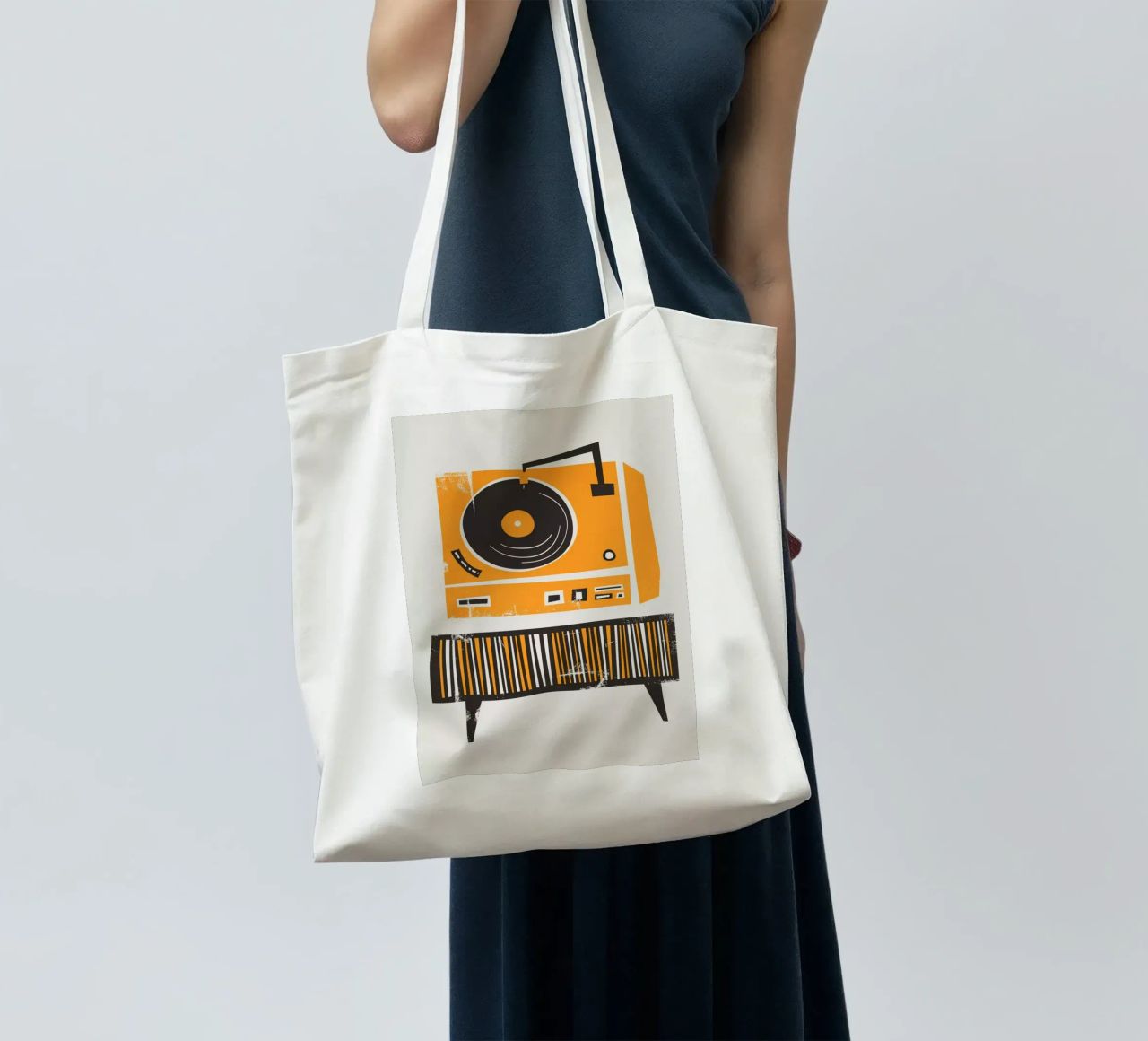 Lettore di dischi in vinile retrò borsa in juta da Fox & Velvet