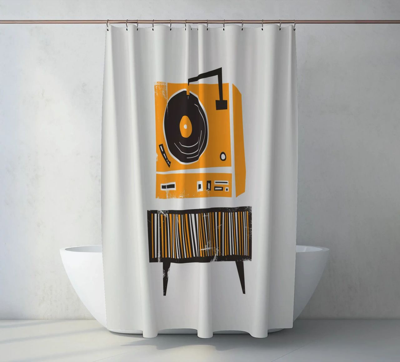 Lettore di dischi in vinile retrò tenda da doccia da Fox & Velvet