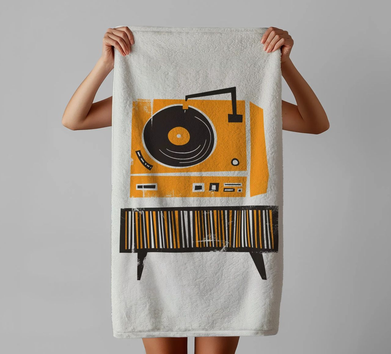 Lettore di dischi in vinile retrò asciugamano da bagno da Fox & Velvet