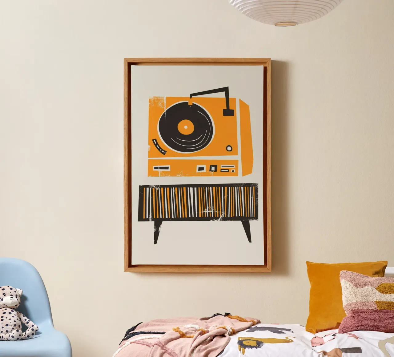 Lettore di dischi in vinile retrò tela con Cornice a cassetta da Fox & Velvet