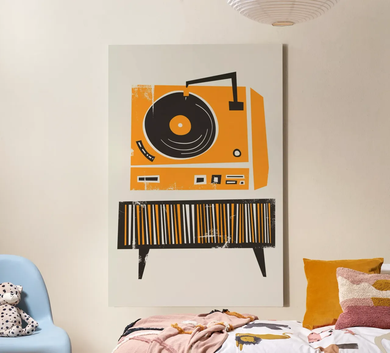 Lettore di dischi in vinile retrò tela con Cornice a cassetta da Fox & Velvet