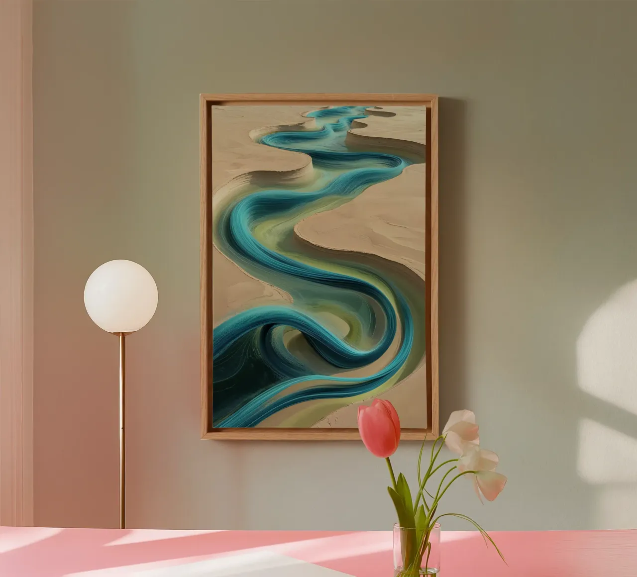 Winding Life: The Euphrates in Abstract tela con Cornice a cassetta da AlbertKlee