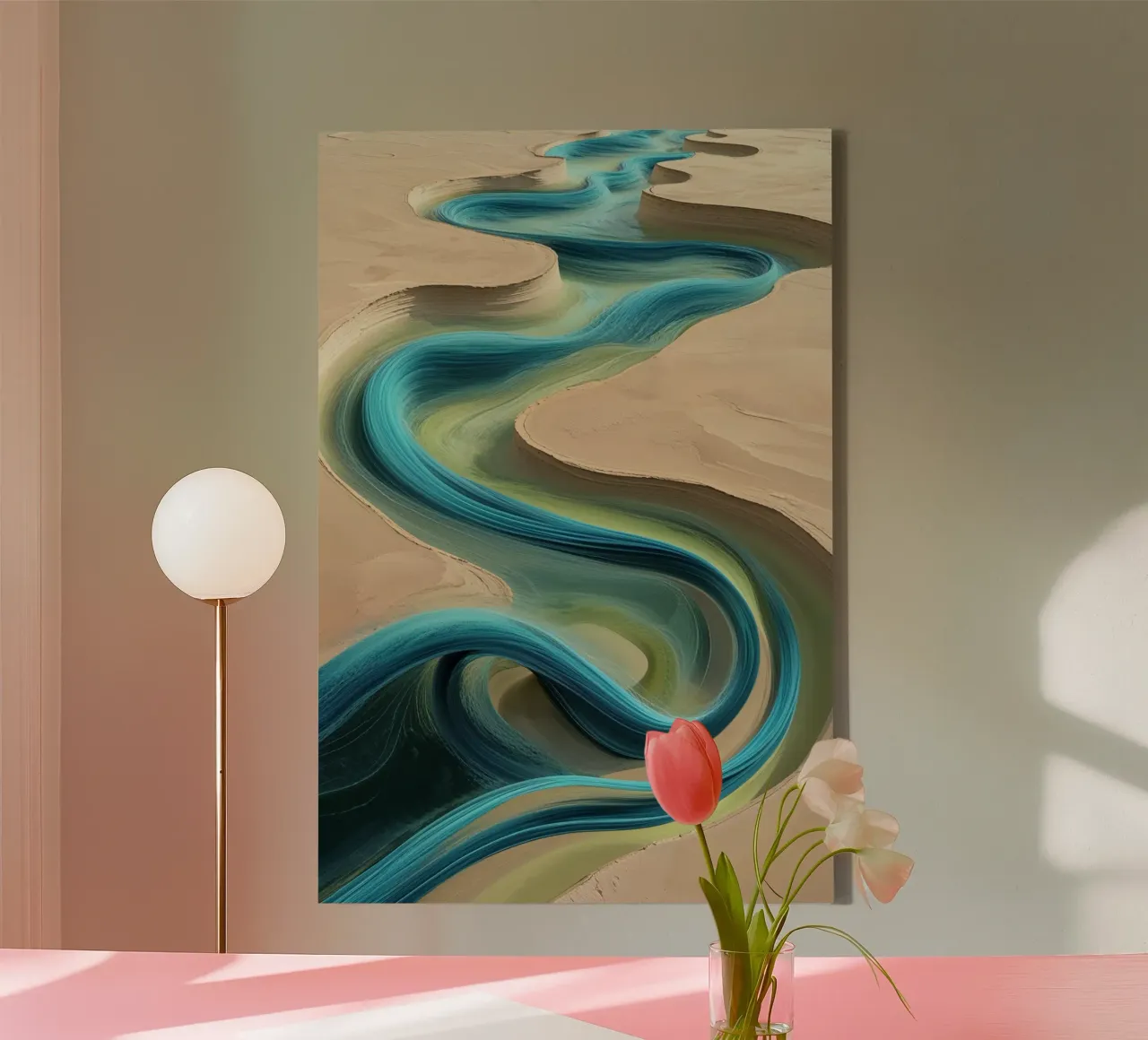 Winding Life: The Euphrates in Abstract tela con Cornice a cassetta da AlbertKlee