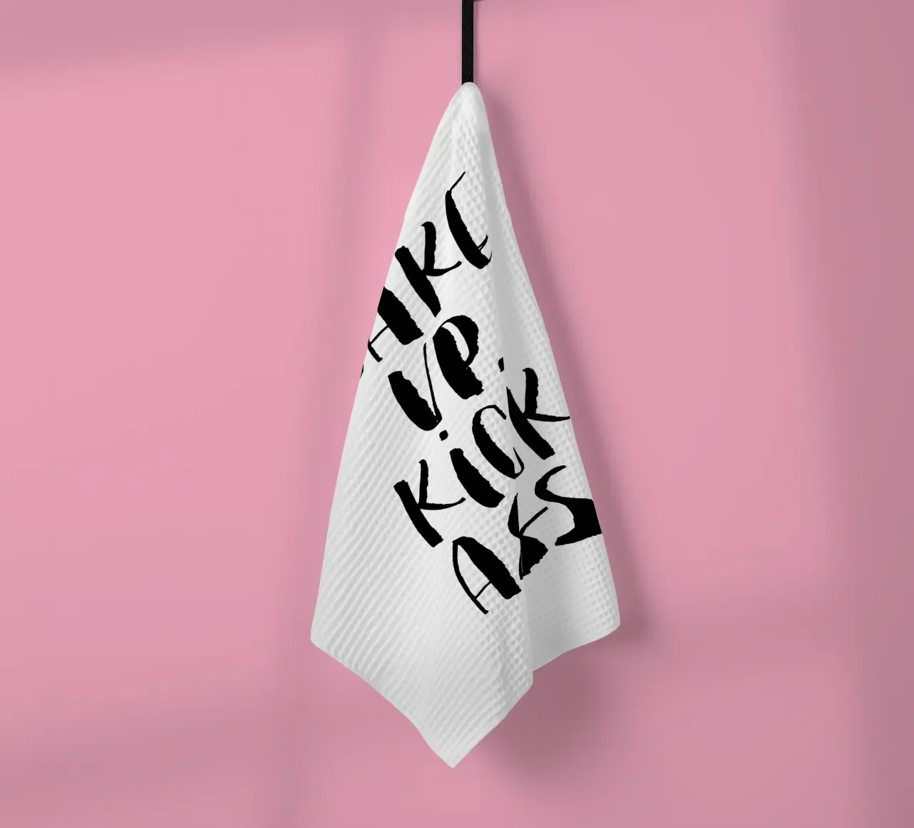 Wake Up Kick Ass: design tipografico in bianco e nero canovaccio da cucina da THE MOTIVATED TYPE