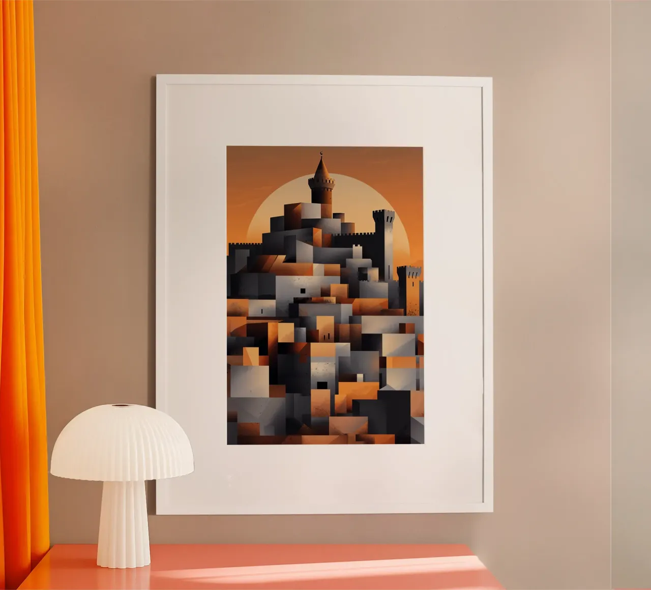 Geometric Interpretation of the Aleppo Citadel poster con telaio in alluminio da AlbertKlee