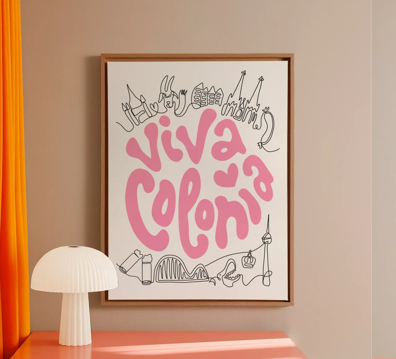 Viva Colonia Skyline Köln Design tela con Cornice a cassetta da Orjenal Kölsch
