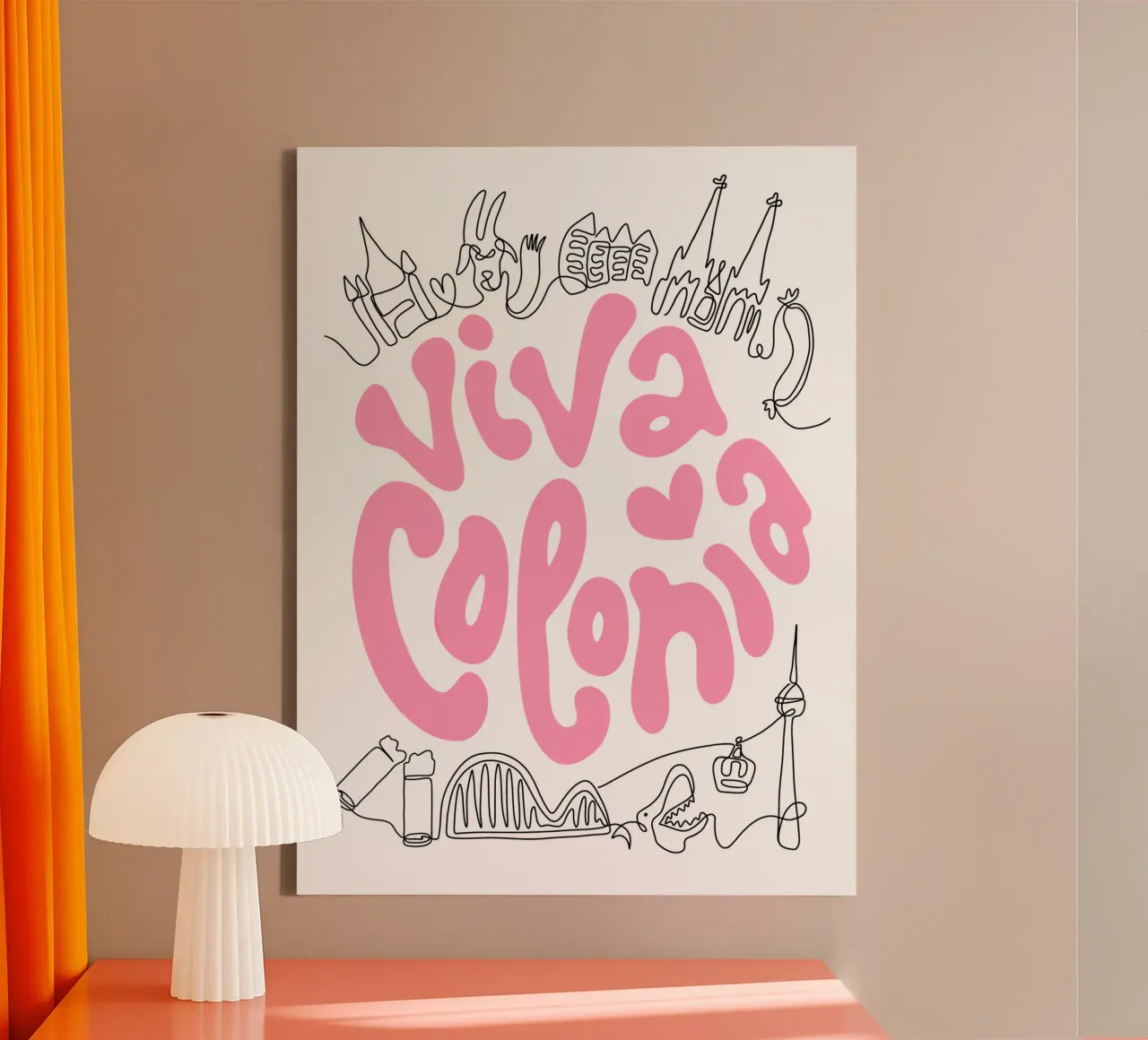 Viva Colonia Skyline Köln Design tela con Cornice a cassetta da Orjenal Kölsch