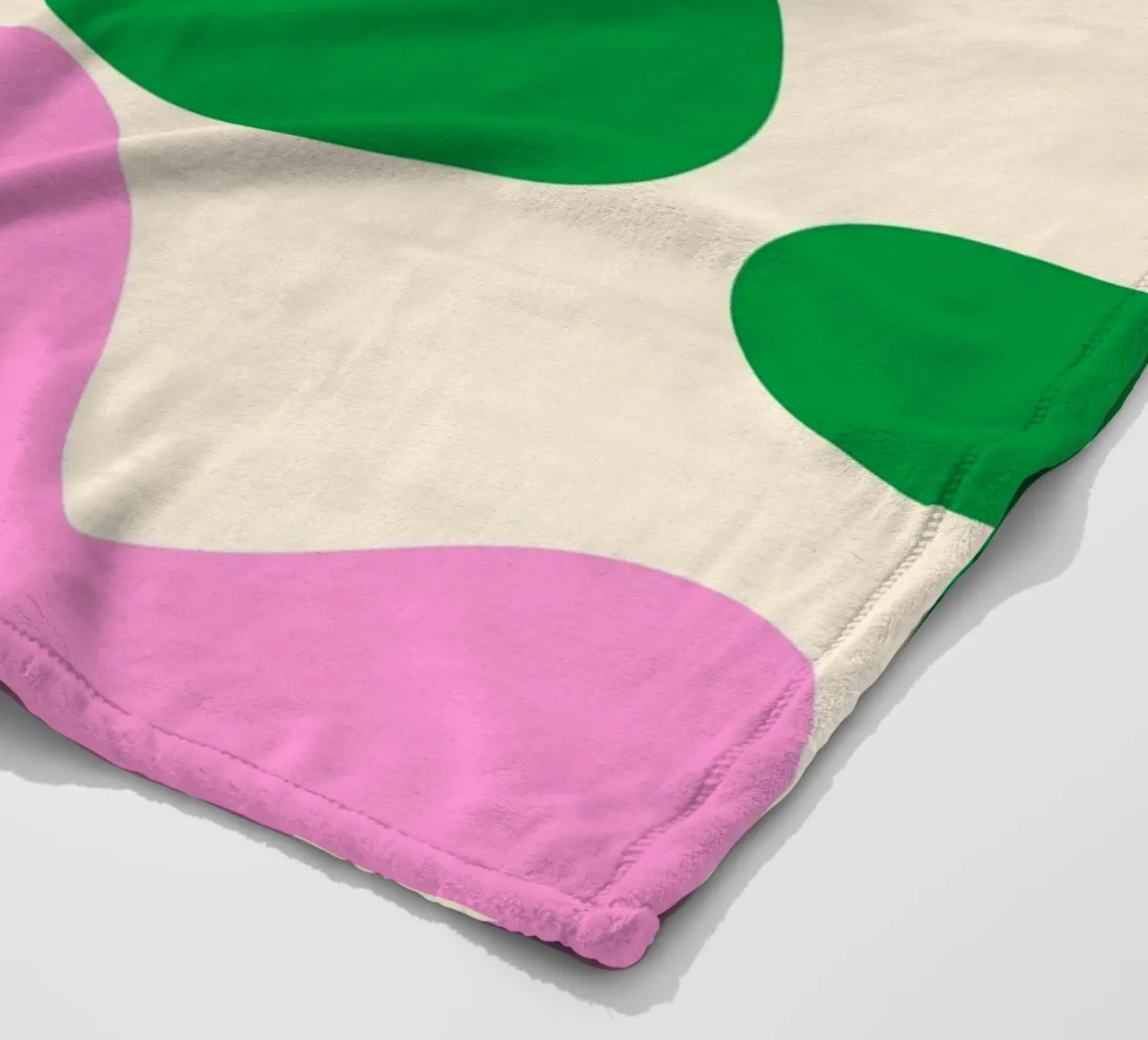 Abstract modern shapes - pink, green, cream fleece blanket by Wackapacka