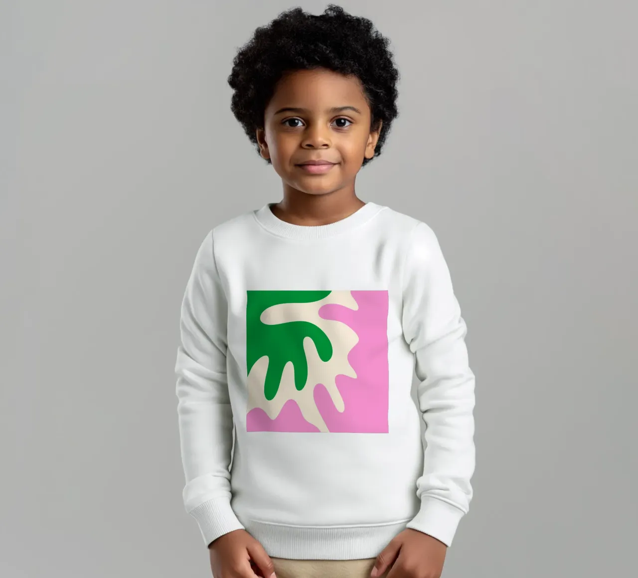 Forme astratte e moderne - rosa, verde, crema felpa bambino da Wackapacka