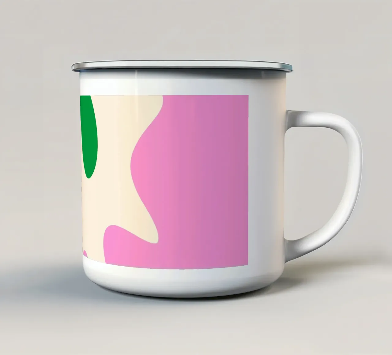 Forme astratte e moderne - rosa, verde, crema tazza in smalto da Wackapacka