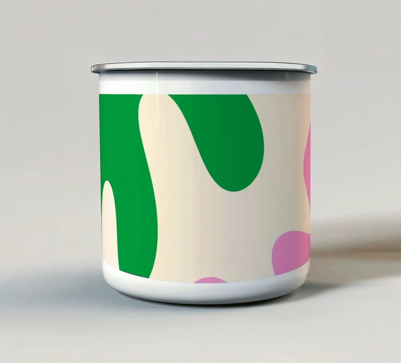 Forme astratte e moderne - rosa, verde, crema tazza in smalto da Wackapacka